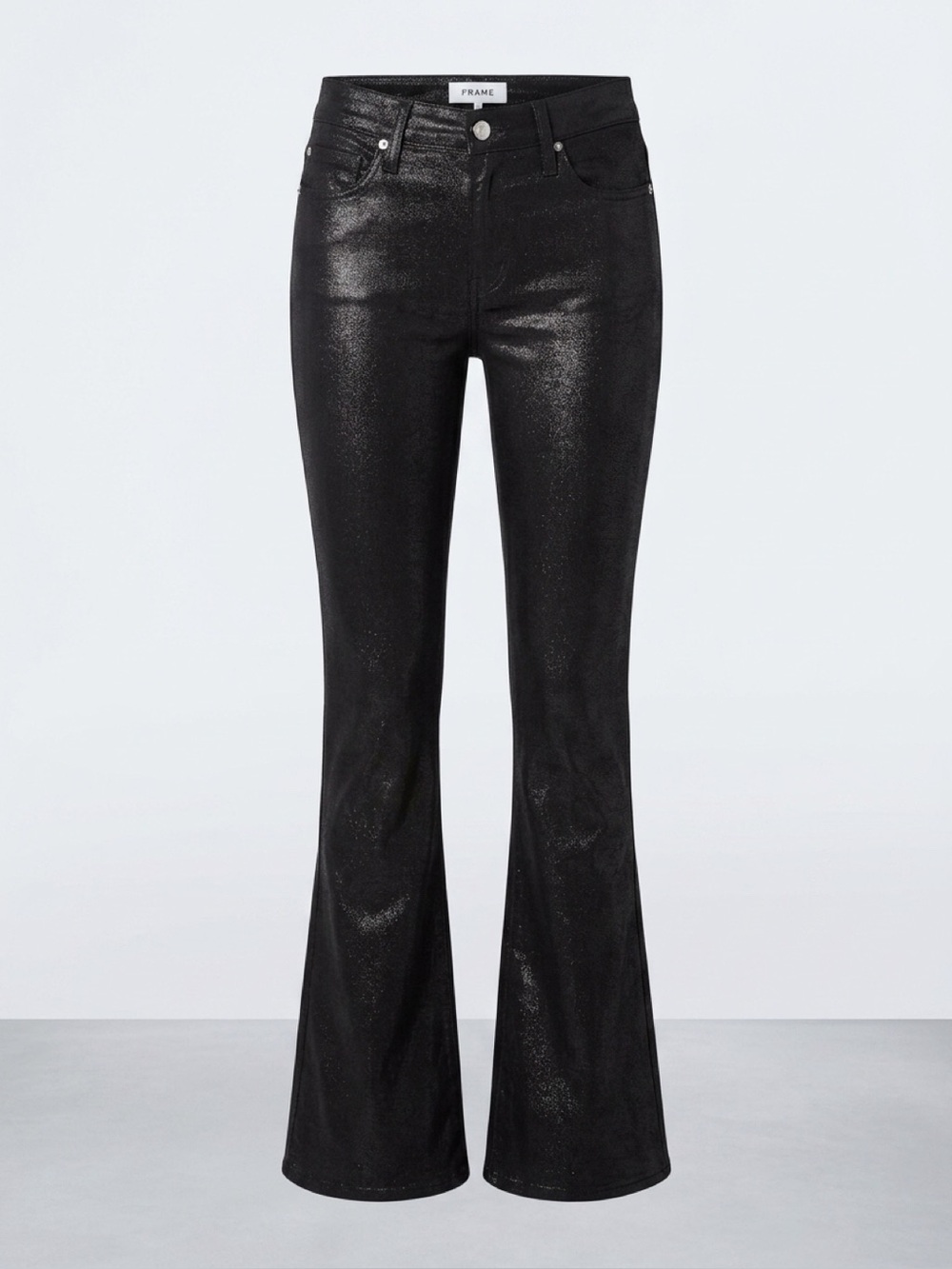 FRAME NWOT lambskin suede metallic 5 pocket pants, black, 25 (W28 L32), $1395